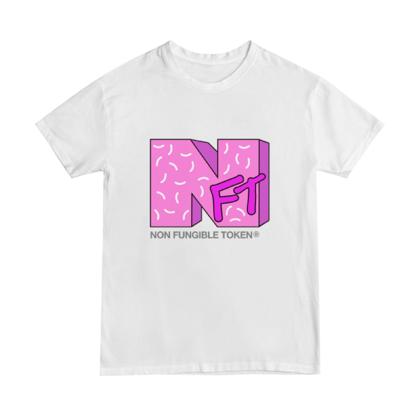 NFT t-shirt design using the MTV logo. The design edition is "donut" since it is pink with sprinkles.