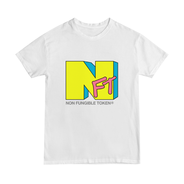 NFT t-shirt design using the MTV logo. The colorway is acid.